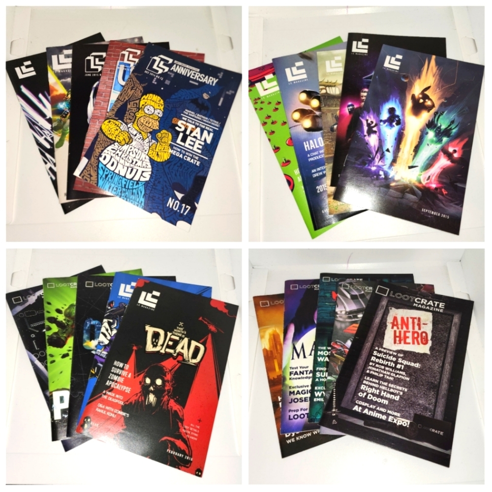 lot of 20 assorted Loot Crate mini magazines from 2014, 2015, and 2017